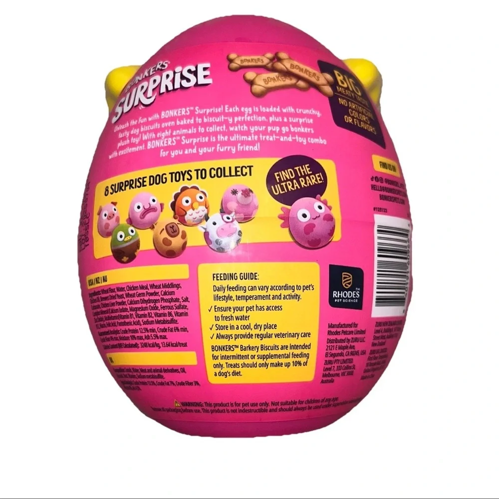 Bonkers Surprise Dog Toy‎ + Treat Egg – NEW Sealed – Exp 7/3/27